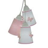 Lustre Pendente Luminária Teto Com Borboletas Rosa E Branco Bivolt