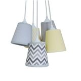 Lustre Pendente Luminária Teto Cinza E Amarelo Chevron Bivolt