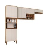 Cozinha Modulada Karine 3 Peças Em Mdf Premium Madeform Noce Com Off White