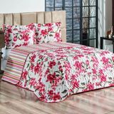 Cobre Leito Cama Queen 03 Peças Dupla Face Estampado Floral