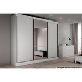 Guarda Roupa Casal 3 Portas De Correr E 6 Gavetas C- Espelho Natus Branco - Novo Horizonte