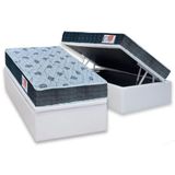 Cama Box Baú Solteiro: Colchão Espuma Orthoflex D45 Comfortpedic Line + Base Crc Courano White