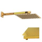 Ducha Chuveiro Dourado Slim Quadrado 20x20 Suporte Parede Banheiro Area Externa Banho Piscina