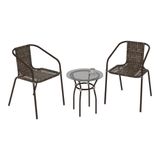 Conjunto Jardim Mesa Centro Vidro 50cm 2 Cad. Cr8007 Café