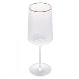 Taça Vinho De Cristal Martelado Petra Fio De Ouro 500ml Lyor