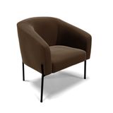Poltrona Pé De Ferro Preto Sala De Estar Stella Suede Marrom D03 - D&#39;rossi