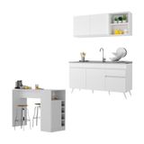 Armário De Cozinha Compacta Com Bancada Americana Veneza Multimóveis Mp2200 Branco Branco