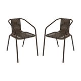 Kit 2 Cadeiras De Jardim Junco Sintético Multimóveis Cr8006 Café Mesclado