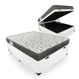 Cama Box Baú Casal + Colchão De Espuma D33 - Ortobom - Iso 100 138cm - Branco