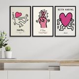 Kit 3 Quadros Keith Haring - Sorte No Amor 24x18cm