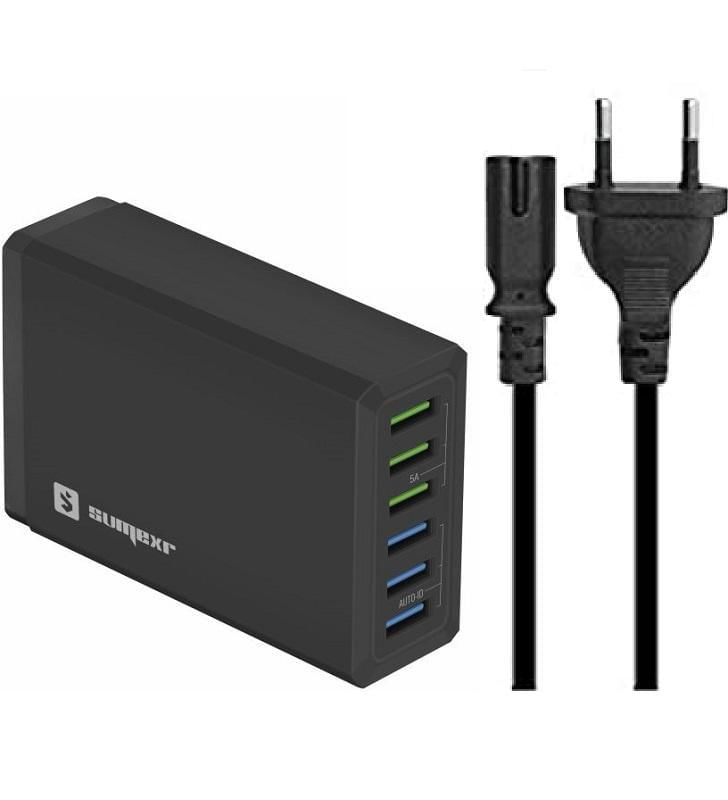 Hub Carregador Régua 6 Entradas Usb 10a 50w Rápido Preto