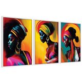 Quadros Mulheres Negras Caixa Alta 40x60 3 Unidades Titulos Moldura Branca