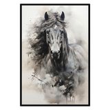 Quadro Decorativo Cavalo Aquarela Moldura Cx Alta 100x66 Titulos Moldura Preta