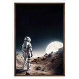 Quadro Decorativo Astronauta E Lua Moldura Cx Alta 40x60 Titulos Moldura Madeira