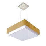 Lustre Para Sala De Jantar Vivare Md-4403 Cúpula Em Tecido 45x45cm Cor Palha Bivolt