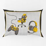 Porta Travesseiro Fronha Avulsa Game Streamer 70cm X 50cm Estampa Digital Geek Nerd Cor Amarelo