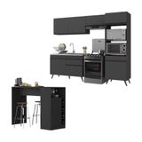 Armário De Cozinha Compacta Com Mesa/bancada Veneza Multimóveis Mp2210 Preto Preto