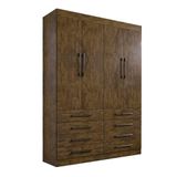 Guarda-roupa 4 Portas 8 Gavetas 100% Mdf Mônaco D&#39;doro Cor:ipê