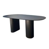 Mesa De Jantar Cone Orgânica Oval 180x100 Cm Com 2 Bases Ebano Tampo Ebano