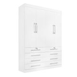 Guarda-roupa 4 Portas 8 Gavetas 100% Mdf Mônaco D&#39;doro Cor:branco