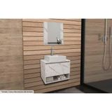 Conjunto De Banheiro Armário C- Espelho Bn3610 E Balcão Suspenso Bn3606 S- Cuba Pia 60cm Cor Mármore Branco - Tecno Mobili