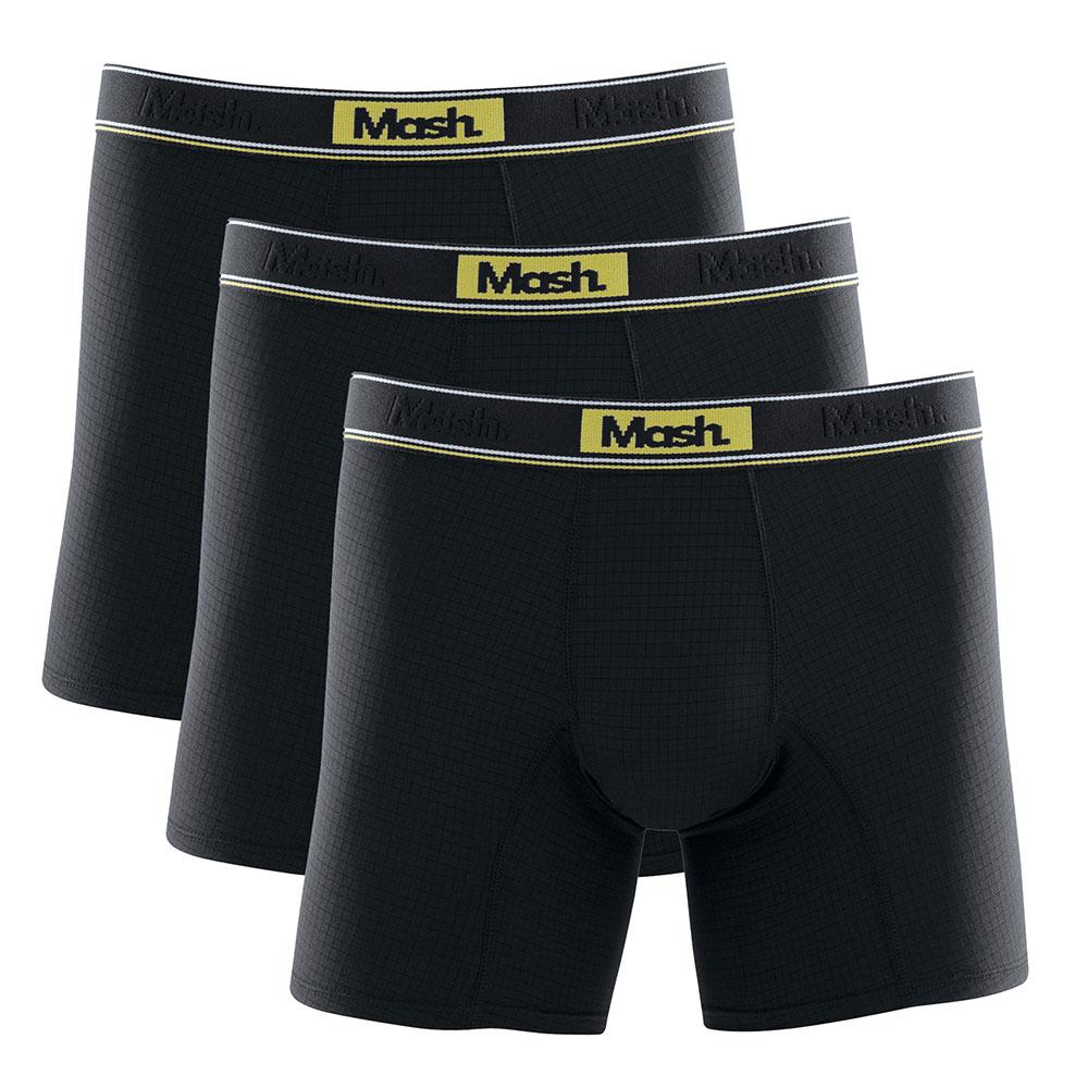 Kit 3 Cuecas Boxer Mash Longa Microfibra Active Preto P