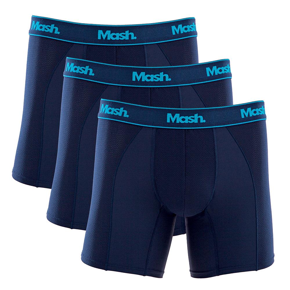 Kit 3 Cuecas Boxer Mash Microfibra Active Mash - Azul Marinho - Gg