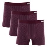 Kit 3 Cuecas Boxer Mash Microfibra Risca De Giz Vermelho Bordô P