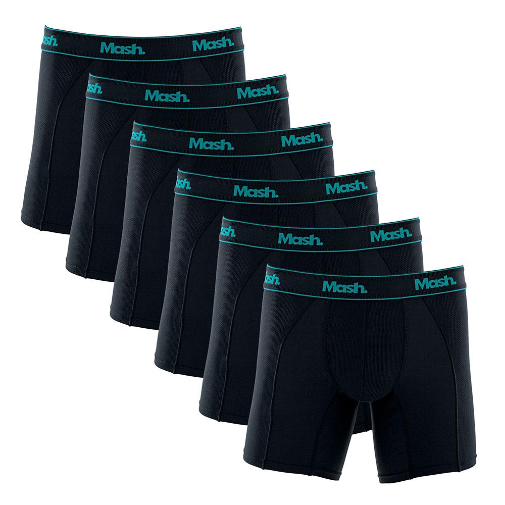 Kit 6 Cuecas Boxer Mash Microfibra Active - Preto - Gg