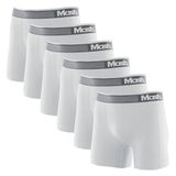 Kit 6 Cuecas Boxer Mash Microfibra Sem Costura - Branco - G