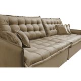 Sofá Sem Caixa Retrátil Reclinável 2,95m Cama Inbox Versátil Com Pillow Top E Molas Velusoft Bege