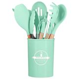 Kit Utensílios Cozinha 12 Peças Silicone Antiaderente (verde