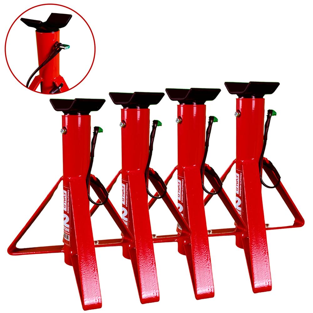 Cavalete Mecânico Automotivo 2 Ton Kit 4 Peças Evald - Vermelho