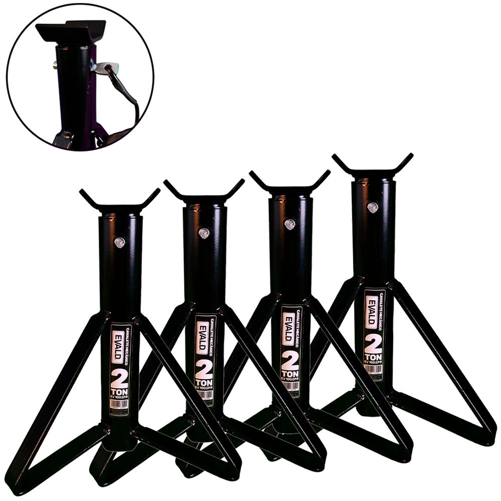 Cavalete Mecânico Automotivo 2 Ton Kit 4 Peças Evald - Preto