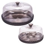 Kit Boleira Baixa E Queijeira De Plástico Cristal Twist Preto Plasutil