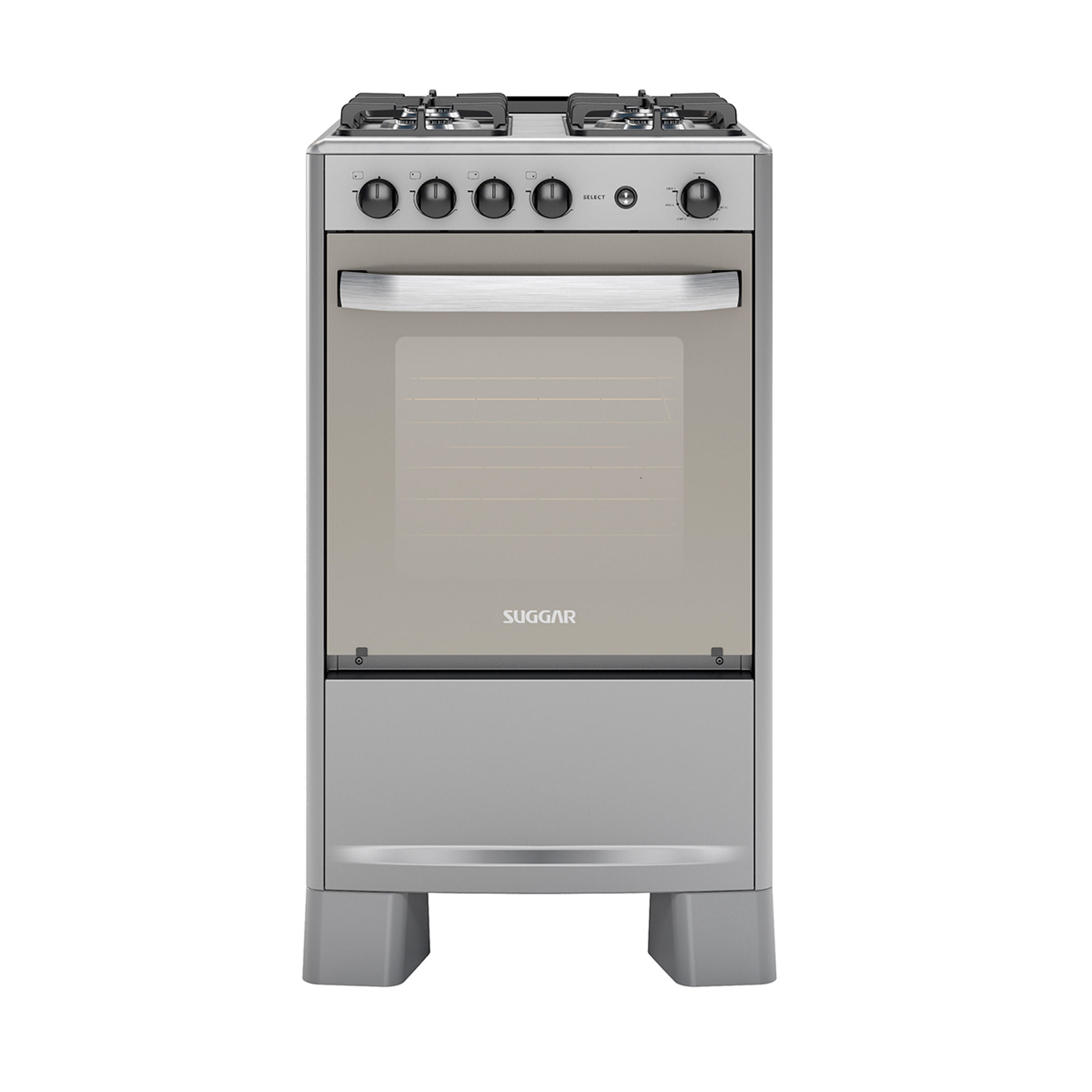 Fogão Select Suggar Prata Mesa Inox 4 Queimadores Fgisl410prix Bivolt