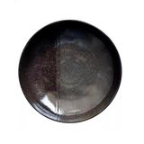Jogo 6 Pratos Fundos Cerâmica Mesa Posta Preto 23cm Jantar