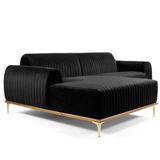 Sofá 4 Lugares com Chaise Euro 265 cm Veludo Preto