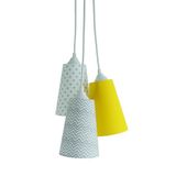 Lustre Pendente Luminária Teto Cinza, Branco E Amarelo Bivolt