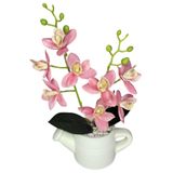 Arranjo De Flores Artificiais Com Caixa De Mdf (29cm) Branco/rosa