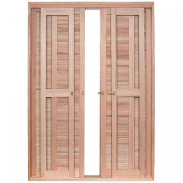 Porta de Madeira Balção de Correr 213x120cm com Batente 14cm EWK 462 Rondosul Natural