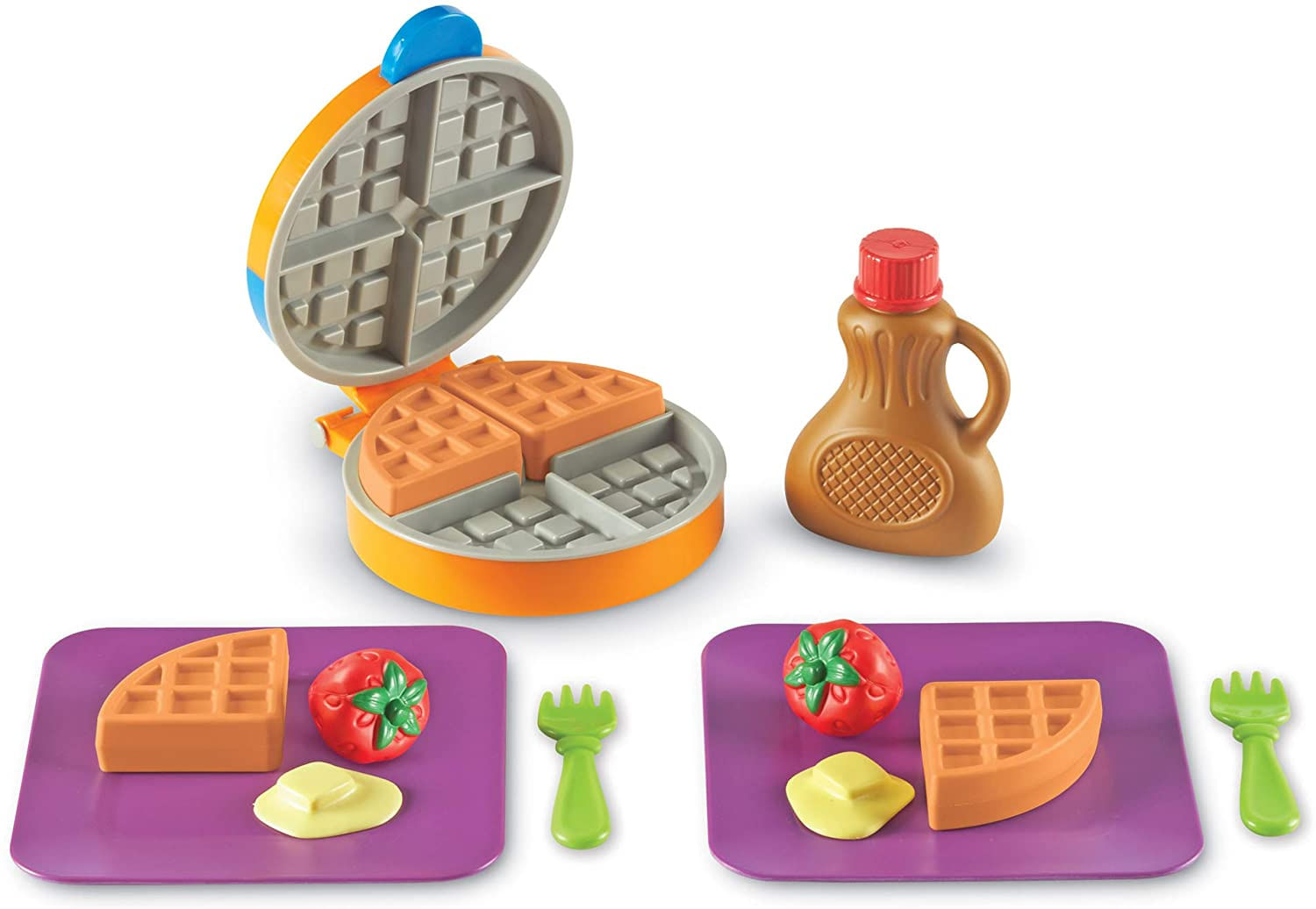 Recursos De Aprendizagem Novos Brotos Waffle Time Pretend Play Food Set 14 Piece Set Ages 18 Mos+