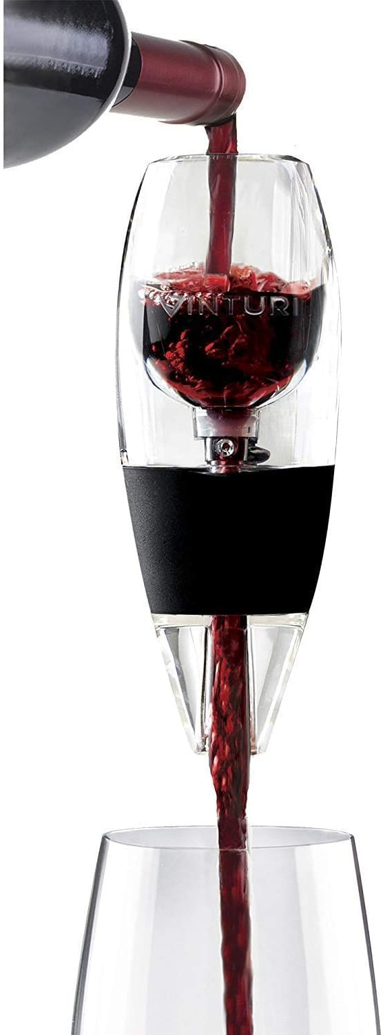 Aerador De Vinho Tinto Vinturi Com Base Para Sabores Realçados E Finalização Mais Suave Preto