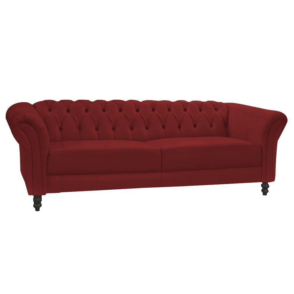 Sofá 2 Lugares Bérgamo 180cm Couro Vermelho