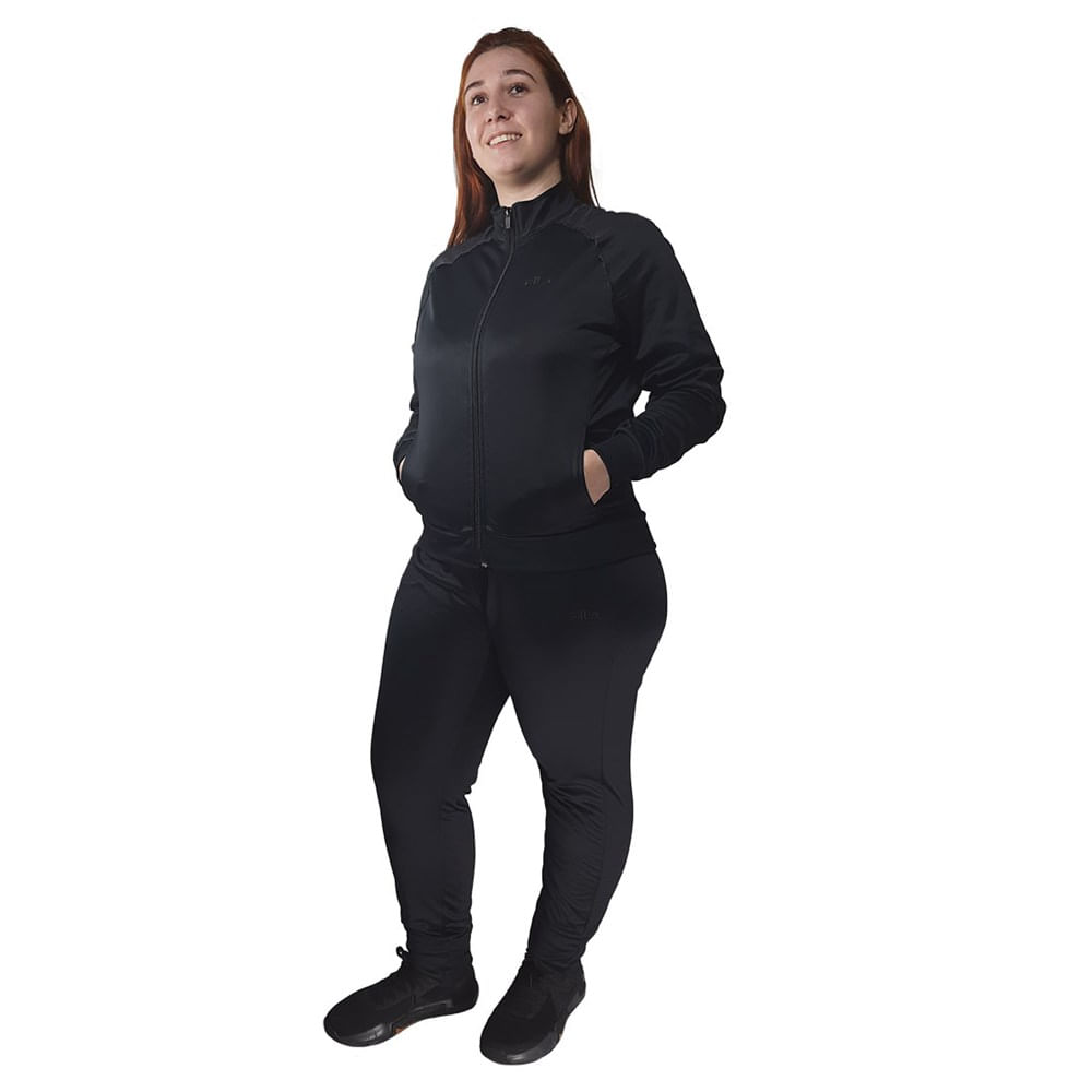 Agasalho Fila Tape Helanca Feminino Preto