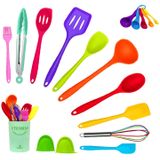 Tiblen 18 Pcs Conjunto De Utensílios De Cozinha De Silicone Cozinha Panela Resistente Ao Calor Antiaderente Ferramentas Não Tóxicas Livres