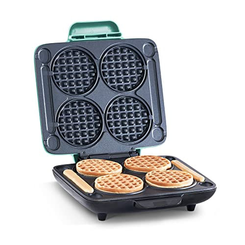 Máquina De Waffles Dash Multi Mini Quatro Mini Waffles Perfeitos Para Famílias E Indivíduos Superfícies Antiaderentes Duplas De 4 Polegad