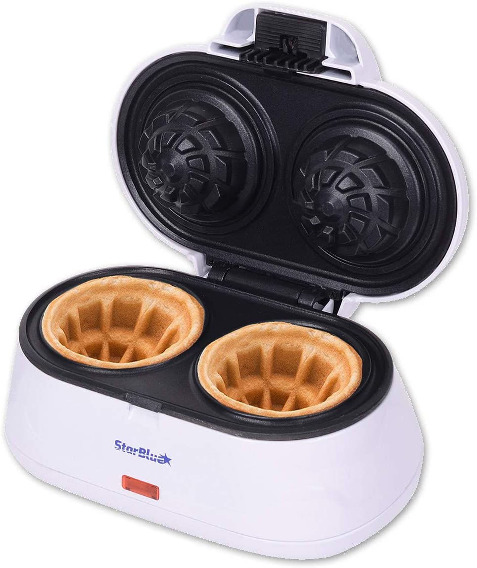 Double Waffle Bowl Maker Por Starblue - Branco - Faça Tigela Formas Waffles Belgas Em Minutos  Melhor Para Servir Sorvete E Frutas  Ideias