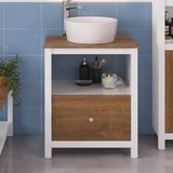 Gabinete para Banheiro 1 Gaveta sem Cuba Florida Artemobili Branco/Garapa