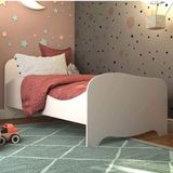 Mini Cama Infantil com Proteção Lateral em MDF Uli Móveis Peroba Branco Brilho